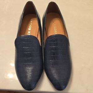 Jack Rogers Navy Croc-Embossed Leather Flats